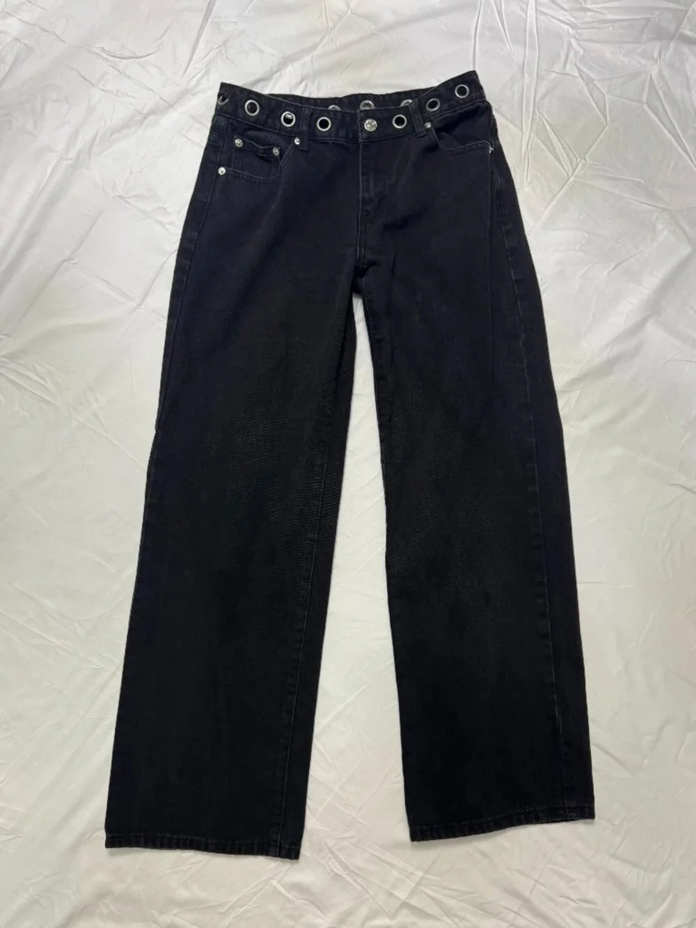 Edikted Black Grommet Wide Leg Jeans Women's Small